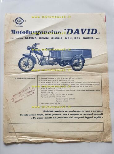Casalini David 50 motofurgone motocarro anni 50 depliant originale brochure