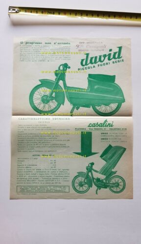 Casalini David 50 scooter 1957 depliant originale brochure