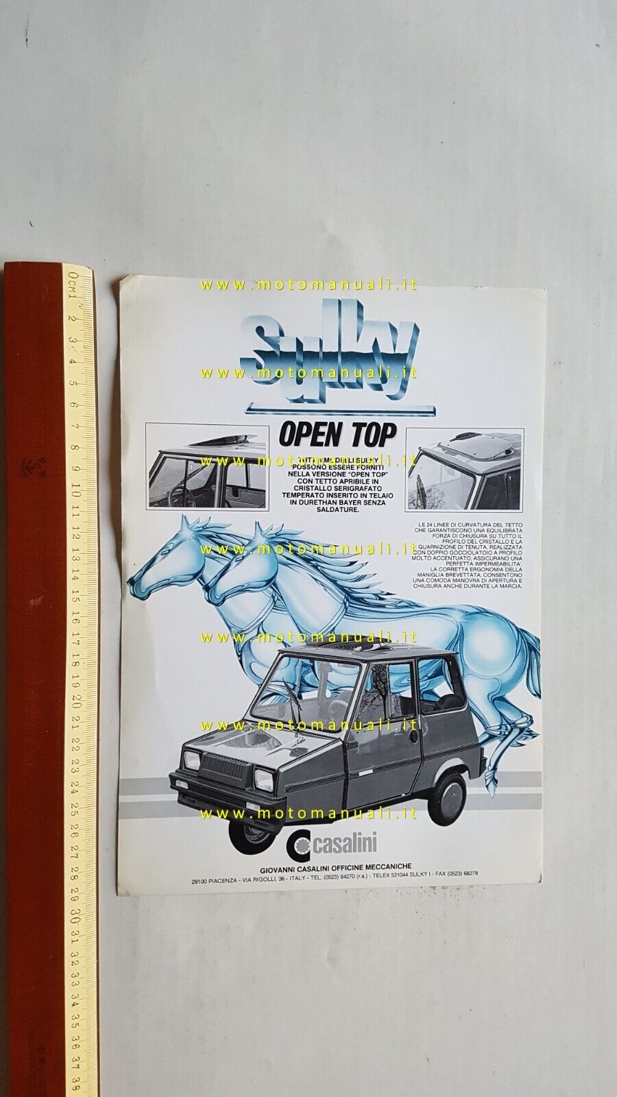 Casalini Sulky microauto Open Top tetto apribile accessorio depliant originale