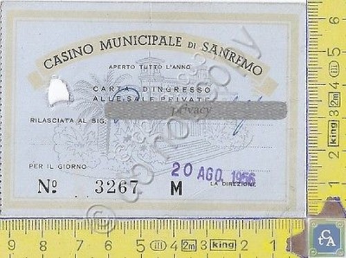 Casinò di Sanremo - Carta Ingresso alle Sale Private - …