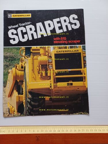 Caterpillar 615 wheel tractor scraper depliant anni 70 originale