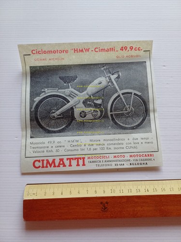 Cimatti 49 motore HMW anni 50 depliant ITALIANO originale