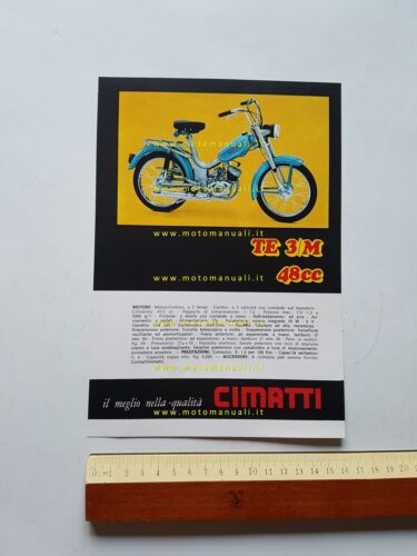 Cimatti TE 3 M 48 depliant ciclomotore anni 70 italiano …