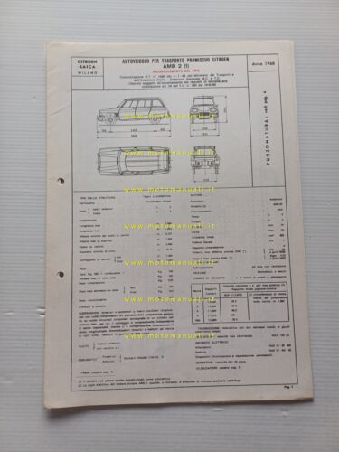 Citroen AMI 6 Break AMB 2 1968 scheda riconoscimento tipo …