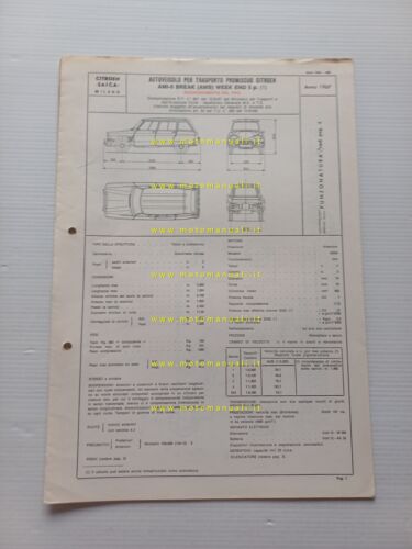 Citroen AMI 6 Break Weekend AMB 1967 scheda riconoscimento tipo …
