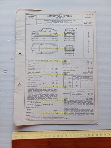 Citroen GS 1.2 GX-GB 1973 scheda omologazione DGM Motorizzazione Facsimile