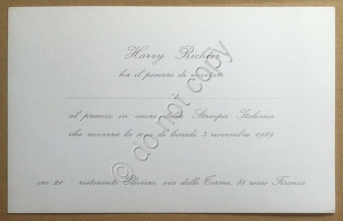Collezionismo cartaceo - 1969 - Harry Richter - Invito pranzo …