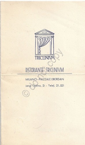 Collezionismo Cartaceo - Menu - Ristorante Triclinium - Milano - …