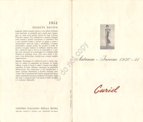 Curiel Cartoncino Sfilata Autunno Inverno 1950 1951 Centro Italiano della …