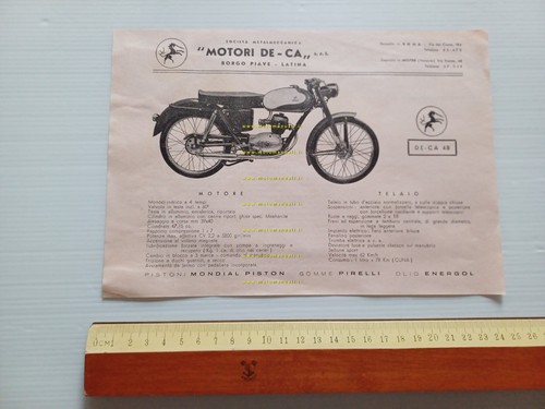 DE-CA 48 4T 1955 depliant italiano moto originale