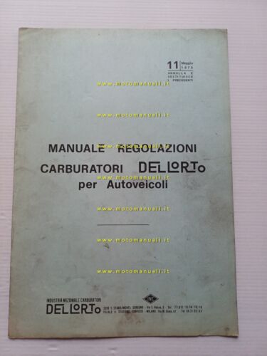 Dell'Orto manuale officina Tabella Regolazioni Carburatori auto 1975 originale