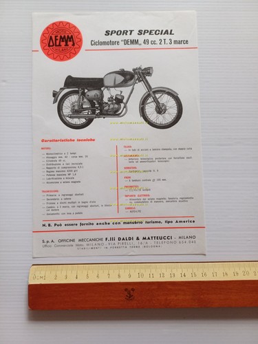 Demm 50 Sport Special 1963 depliant originale ciclomotore moped brochure