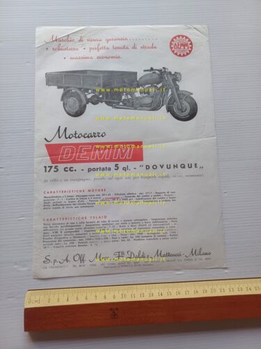 Demm motocarro 175 Dovunque 1957 depliant italiano originale