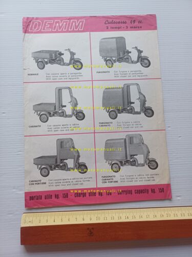 Demm produzione motocarri 49 anni 50 depliant italiano originale