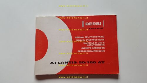 Derbi Atlantis 50-100 scooter 2004 manuale uso manutenzione originale