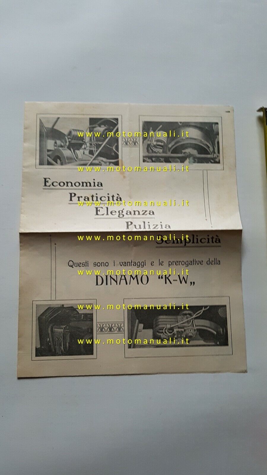 Dinamo e accessori auto K-W anni 10 depliant italiano originale