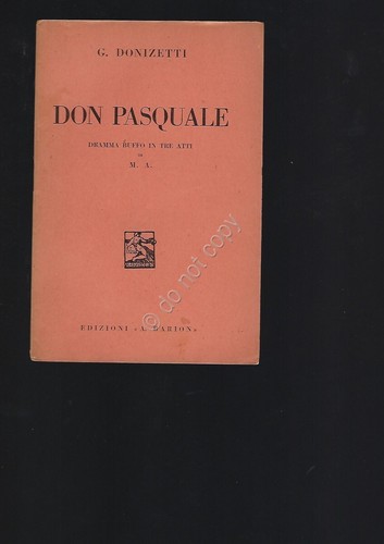 Don Pasquale Donizetti Opera Lirica Libretto Edizioni Barion