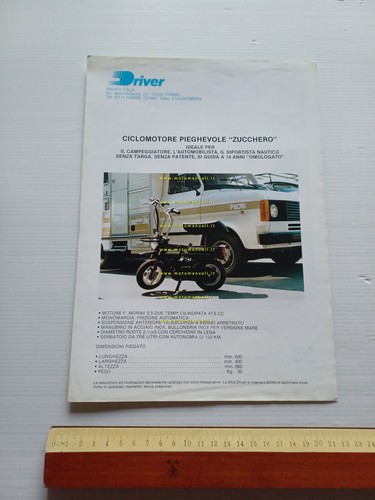 DRIVER Zucchero 50 ciclomotore pieghevole anni 70 depliant italiano originale