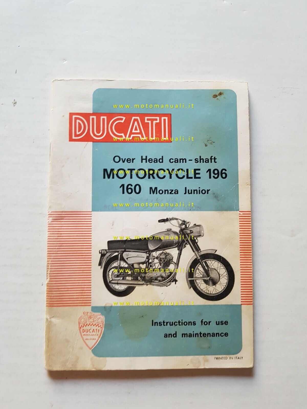 Ducati 160 Monza Junior 1965 manuale uso INGLESE originale moto …