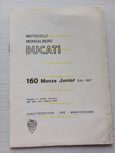 Ducati 160 Monza Junior 1967 allegato varianti manuale uso libretto …