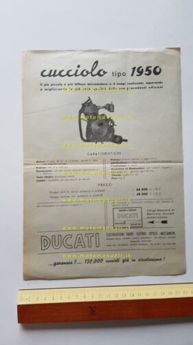 Ducati 48 Cucciolo 1950 depliant ITALIANO originale