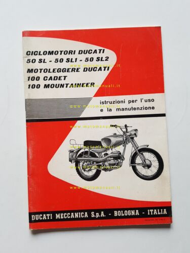 Ducati 50 SL- SL1- SL2-100 Cadet\Mountaineer 1969 manuale uso originale …
