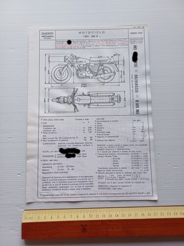 Ducati 500 GTL 1975 scheda omologazione DGM Facsimile originale