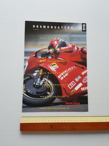 Ducati 916 Desmoquattro 1994-95 depliant moto originale ENGLISH GERMAN TEXT