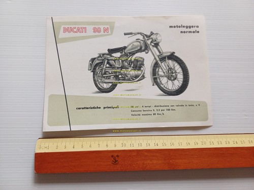 Ducati 98 N depliant ITALIANO originale anni 50