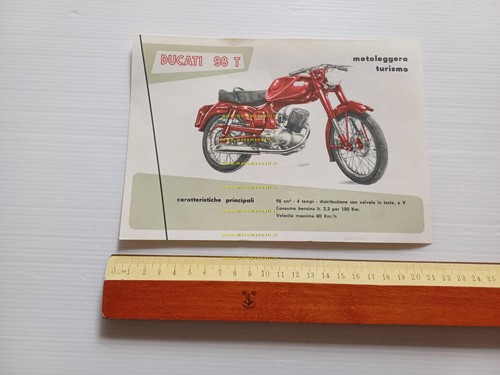 Ducati 98 T depliant ITALIANO originale anni 50