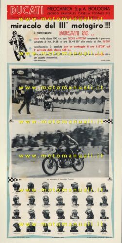 DUCATI 98 Vittoria Motogiro 1955 Degli Antoni RIPRODUZIONE manifesto poster