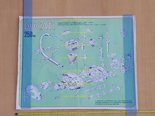 Ducati esploso motore 250 5 marce anni 60 manifesto poster …