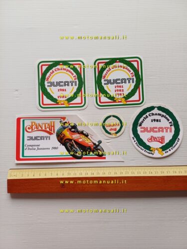 Ducati lotto 5 adesivi pubblicitari originali Pantah 1980-83 factory stickers