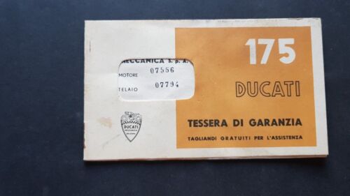 Ducati modelli 175 libretto tessera garanzia originale no depliant brochure