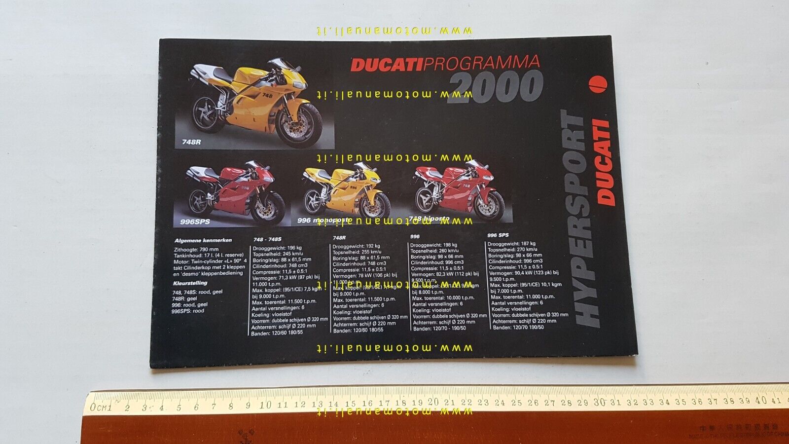 DUCATI produzione modelli 2000 - WDW depliant OLANDESE originale