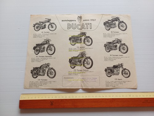 Ducati produzione modelli moto 1957 depliant originale italiano
