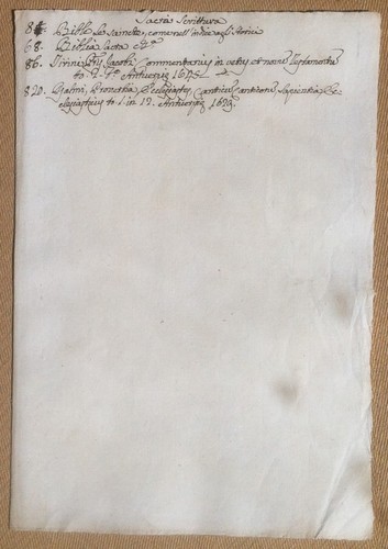 Elenco bibliografico - Bibliographic List - XVIII Secolo - Sacra …