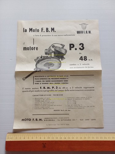 F.B.M. motore 48 P3 anni 50 depliant italiano originale