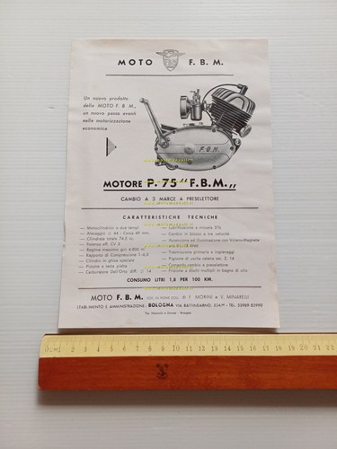 F.B.M. motore P 75 anni 50 depliant italiano originale