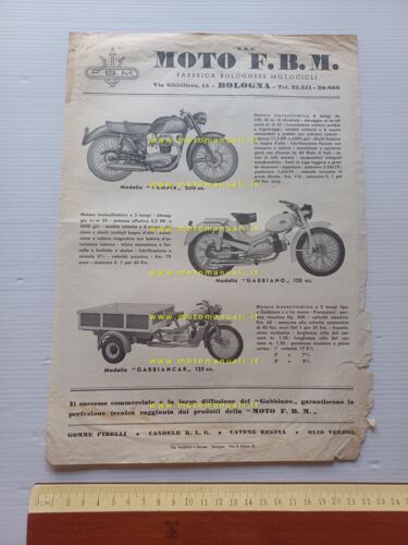 F.B.M. Vampir 200 Gabbiano 125 1954 depliant italiano originale