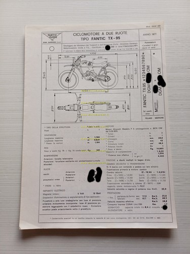 Fantic Caballero 50 Competition 6M TX 95 1971 Facsimile scheda …