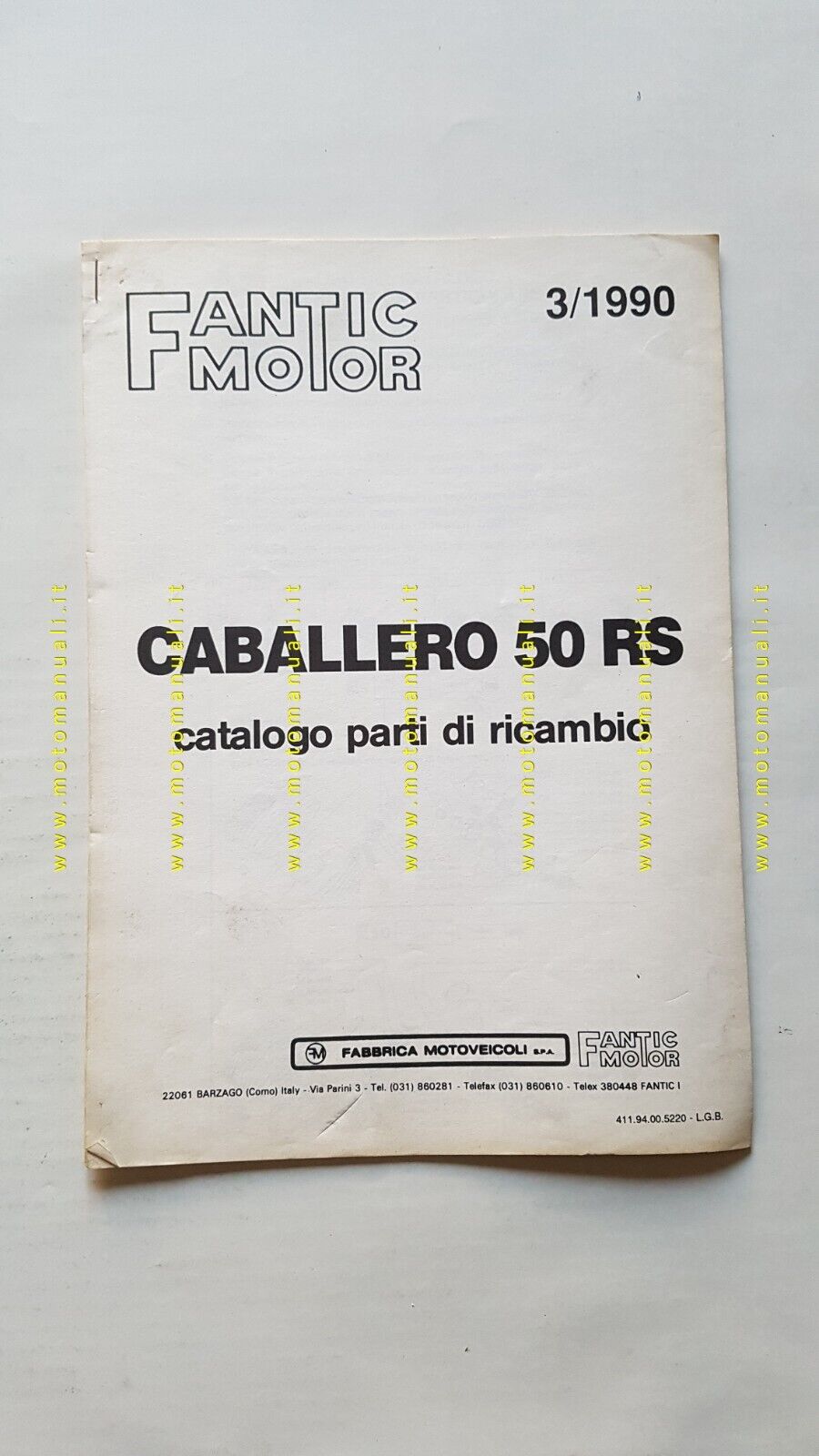 Fantic Motor CABALLERO 50 RS 1990 catalogo ricambi originale