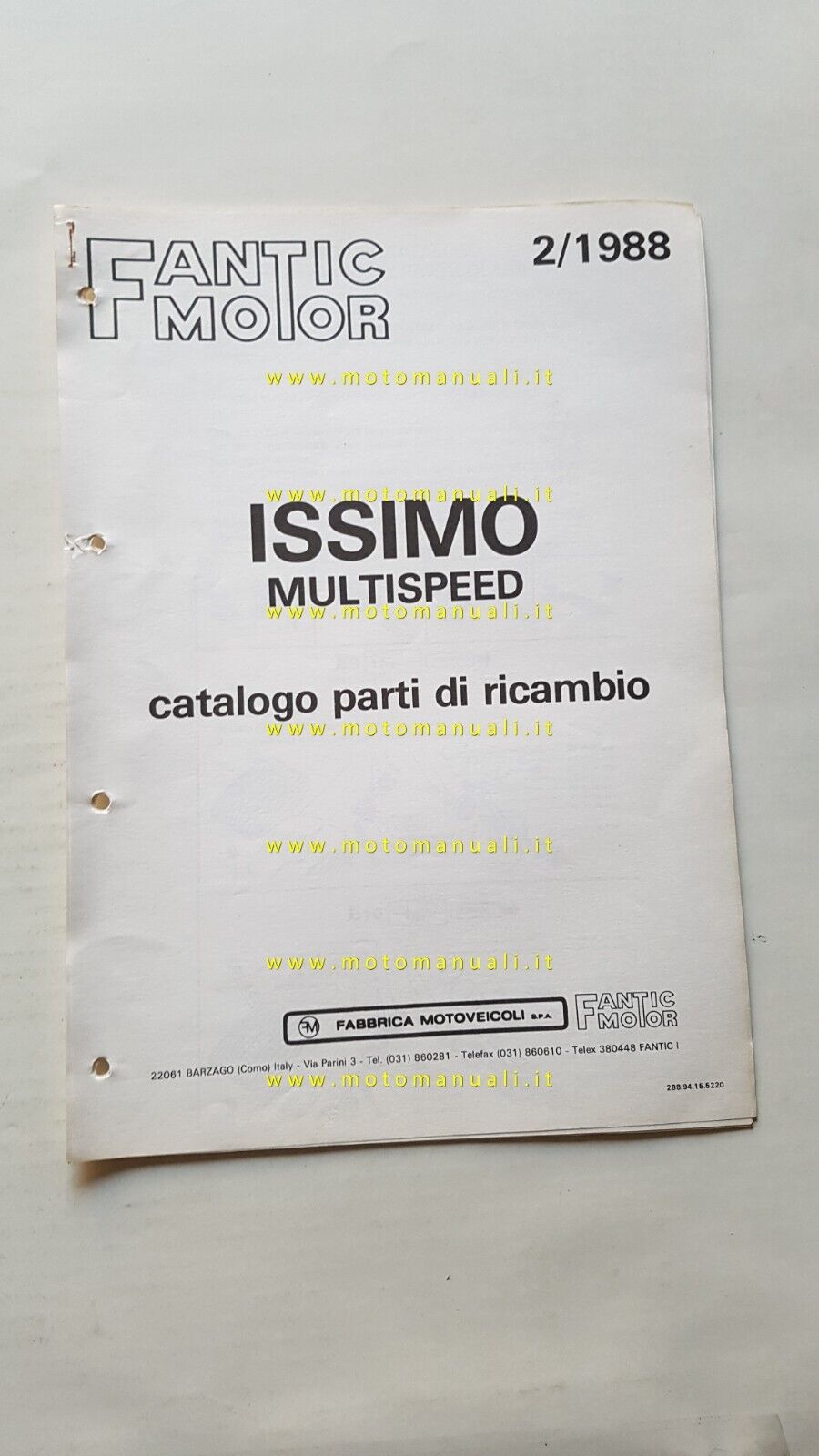 Fantic Motor Issimo 50 Multispeed 1988 catalogo ricambi originale parts …