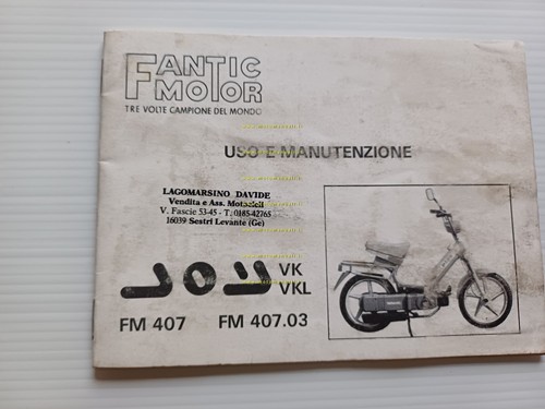 Fantic Motor Joy VK-VKL FM 407-407.03 1989 manuale uso manutenzione …