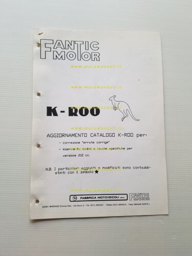 Fantic Motor K-ROO 212 TRIAL AGGIORNAMENTO 1991 catalogo ricambi originale