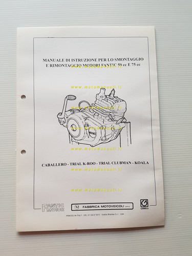 Fantic Motor motore 50-75 Koala Caballero K-Roo 1994 manuale officina …