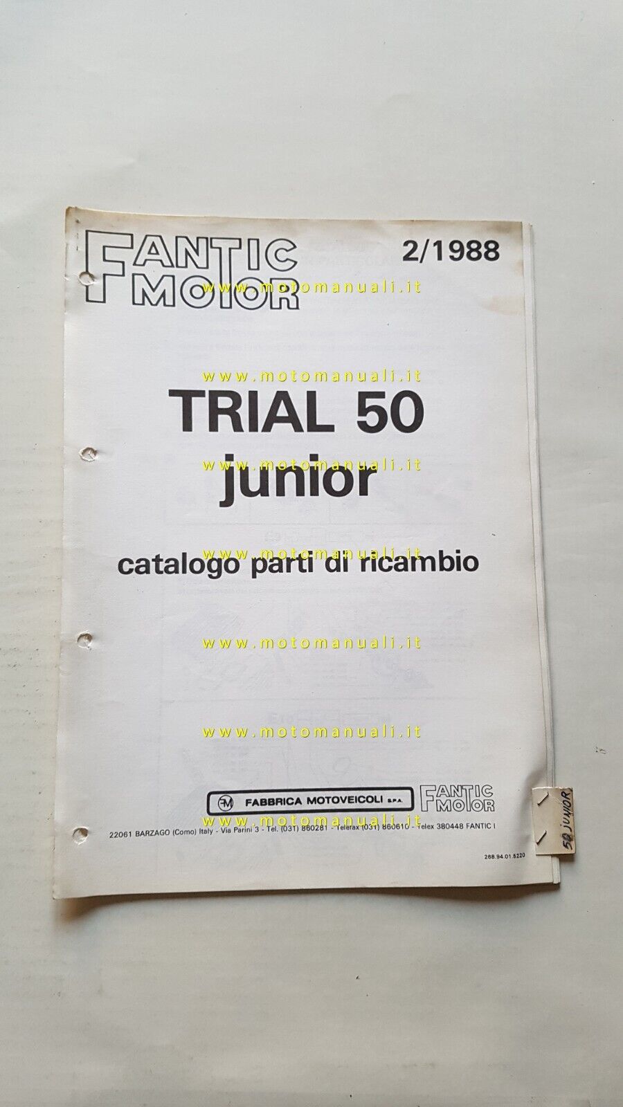 Fantic Motor Trial 50 Junior 1988 catalogo ricambi originale