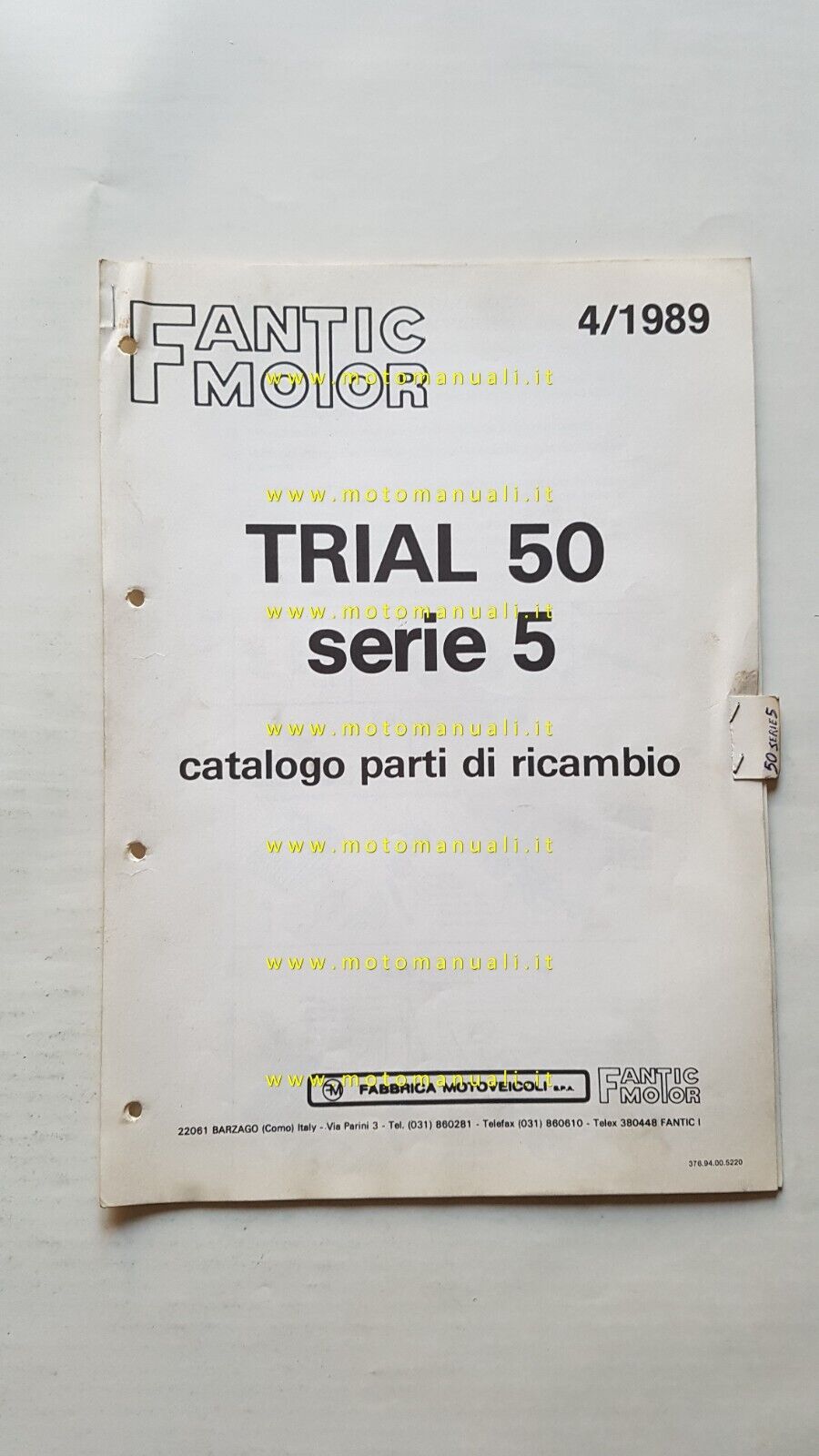 Fantic Motor Trial 50 Serie 5 1989 catalogo ricambi originale …