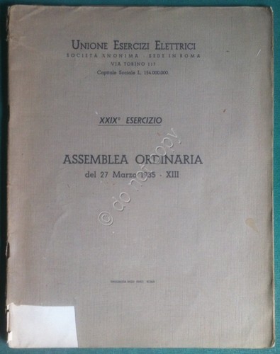 Fascicolo - Unione Esercizi Elettrici - Assemble Ordinaria - Roma …