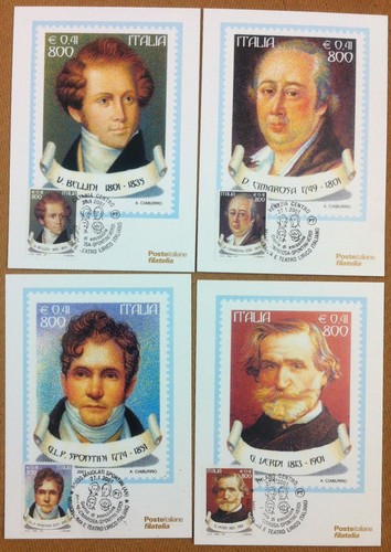 FDC - Cartoline maximum Poste Italiane 2001 Lirica - 4 …